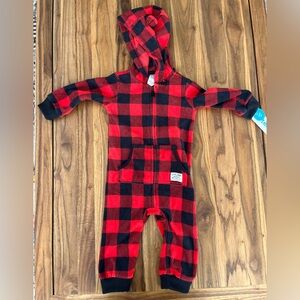 NWT Carters Buffalo Plaid Hooded Jumpsuit